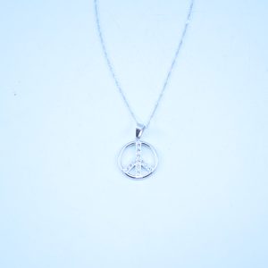 Gargantilha Símbolo Paz C/Strass 17mm Prata