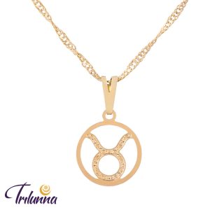 Gargantilha Signos 12mm Touro Dourada