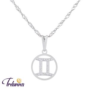 Gargantilha Signos 12mm Gêmeos Prata