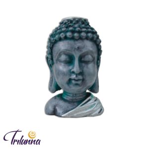Incensário Cascata Cabeça De Buda Cinza/Verde