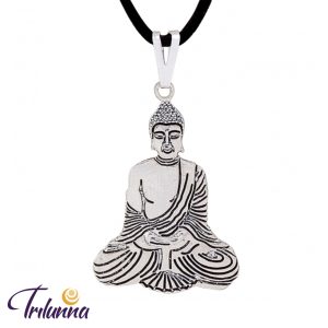 Gargantilha Buda 25mm Prata C/Cordão