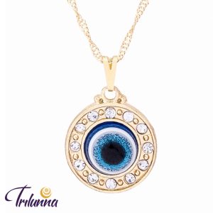 Gargantilha Olho Grego 20mm Strass Dourada