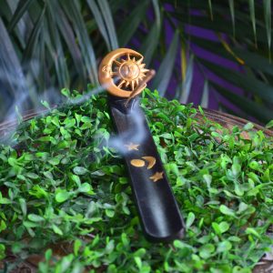 Incensário De Resina Régua Sol E Lua Preto