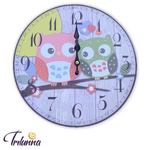 Relógio Parede 34cm Corujas No Galho