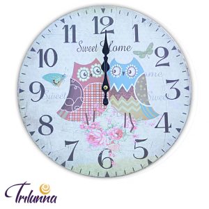 Relógio Parede 34cm Corujas Sweet Home