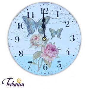 Relógio Parede 23cm Flores E Borboletas