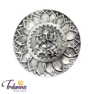 Incensário Redondo 10Cm - Ganesha - Prata