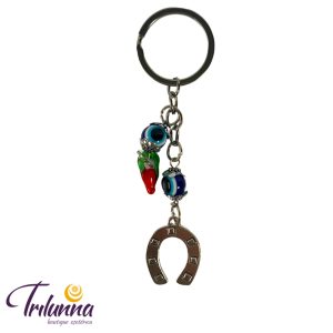 Chaveiro Olho Grego C/Ferradura E Pimentas