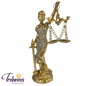 Estátua Decorativa 14Cm Dama Da Justiça Dourada