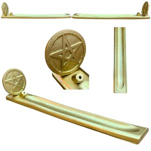 Incensário De Resina Régua Pentagrama Dourado