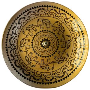 Incensário Vidro 13Cm - Elefante Dourado/Preto Mod 2