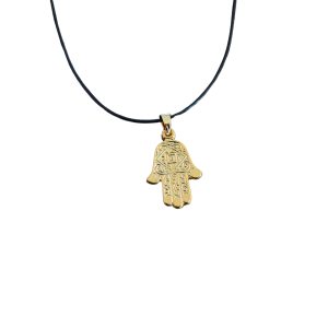 Gargantilha Hamsa 20mm Dourada Cordão