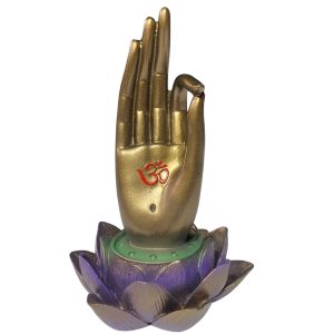 Incensário Mão Om Flor De Lótus