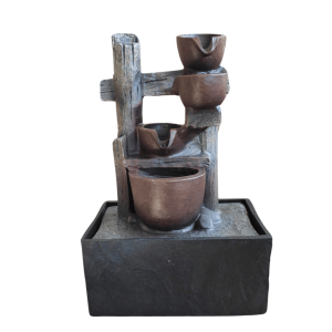 Fonte de Água Decorativa Cerca 4 Quedas Pedra 24cm Bivolt