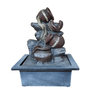 Fonte de Água Decorativa Cascata 4 Quedas Potes 27cm Bivolt