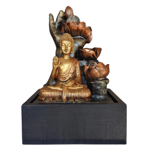 Fonte de Água Decorativa Buda Mão Flor 42cm Bivolt