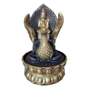 Fonte de Água Decorativa Buda no Pavão 31cm Bivolt