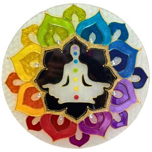 Mandala de Vidro Pétalas 7 Chacras 18cm