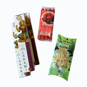 Kit Prosperidade Lakshmi Deusa Hindu Banho Incenso Vela