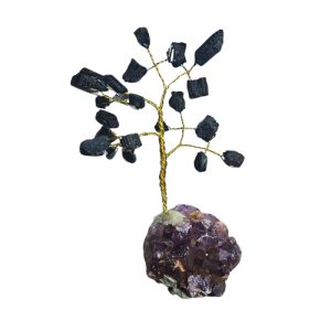 Árvore De Pedra C/ Arame 15cm Turmalina Negra