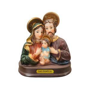 Estátua Decorativa Católica Busto Sagrada Familia 9CM