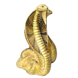 Naja Serpente 30cm Dourada Resina Estátua Decorativa