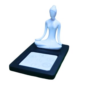 Incensário Relevo Yoga Mod A 16cm Resina Porta Incenso Vareta