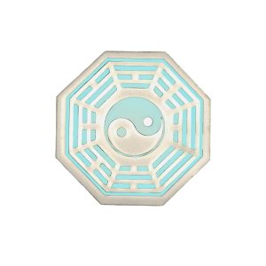 Bagua Vidro 06cm Branco Yin Yang Decoração
