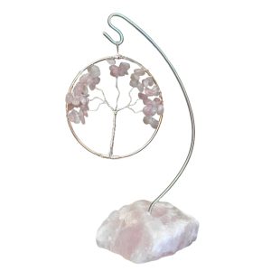 Móbile Árvore Da Vida De Pedra Quartzo Rosa
