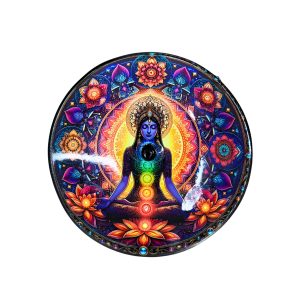 Incensário Vidro Bowl Mulher 7 Chakras Meditando