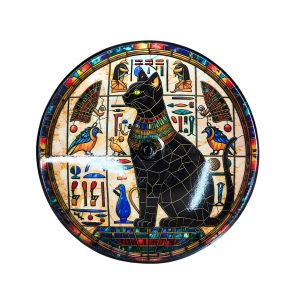 Incensário Vidro Bowl Bastet C/Hieróglifos