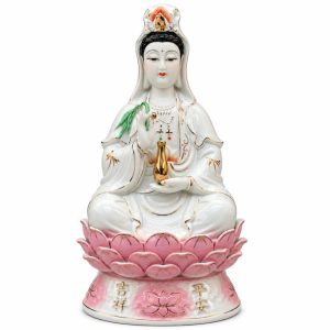 Kuanyin Branca De Porcelana 25cm