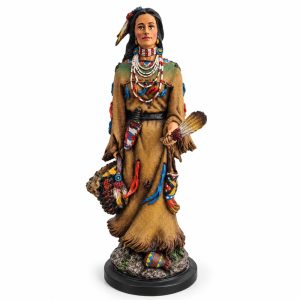 Estátua Índia Decorativa em Resina 32cm com Base