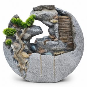 Fonte de Água Jardim Zen com Árvore e Cascata em Resina Bivolt 55cm