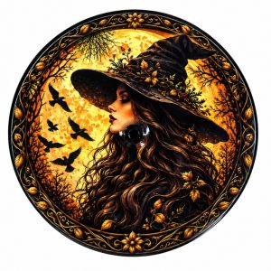 Incensário Vidro Bowl Bruxa E Morcegos
