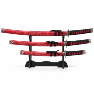 Conjunto Espadas Samurai Vermelha C/3
