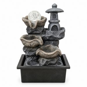 Fonte de Água Jardim Zen com Bola de Vidro Cascata Bivolt 28cm