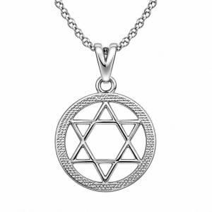 Gargantilha Estrela Davi C/Aro 17mm Prata