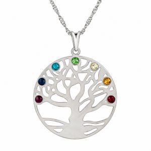 Gargantilha Árvore Vida/Chakras 30mm Prata