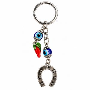 Chaveiro Olho Grego C/Ferradura E Pimentas
