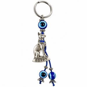 Chaveiro Olho Grego C/ Bastet 12cm