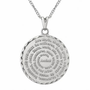 Gargantilha Medalha Ave Maria 25mm Prata
