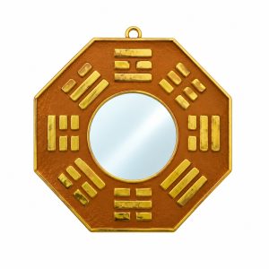 Bagua Resina 10cm Marrom C/Espelho Decoração