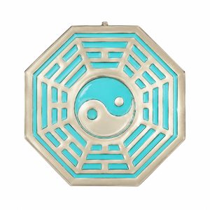 Bagua Vidro 06cm Branco Yin Yang Decoração